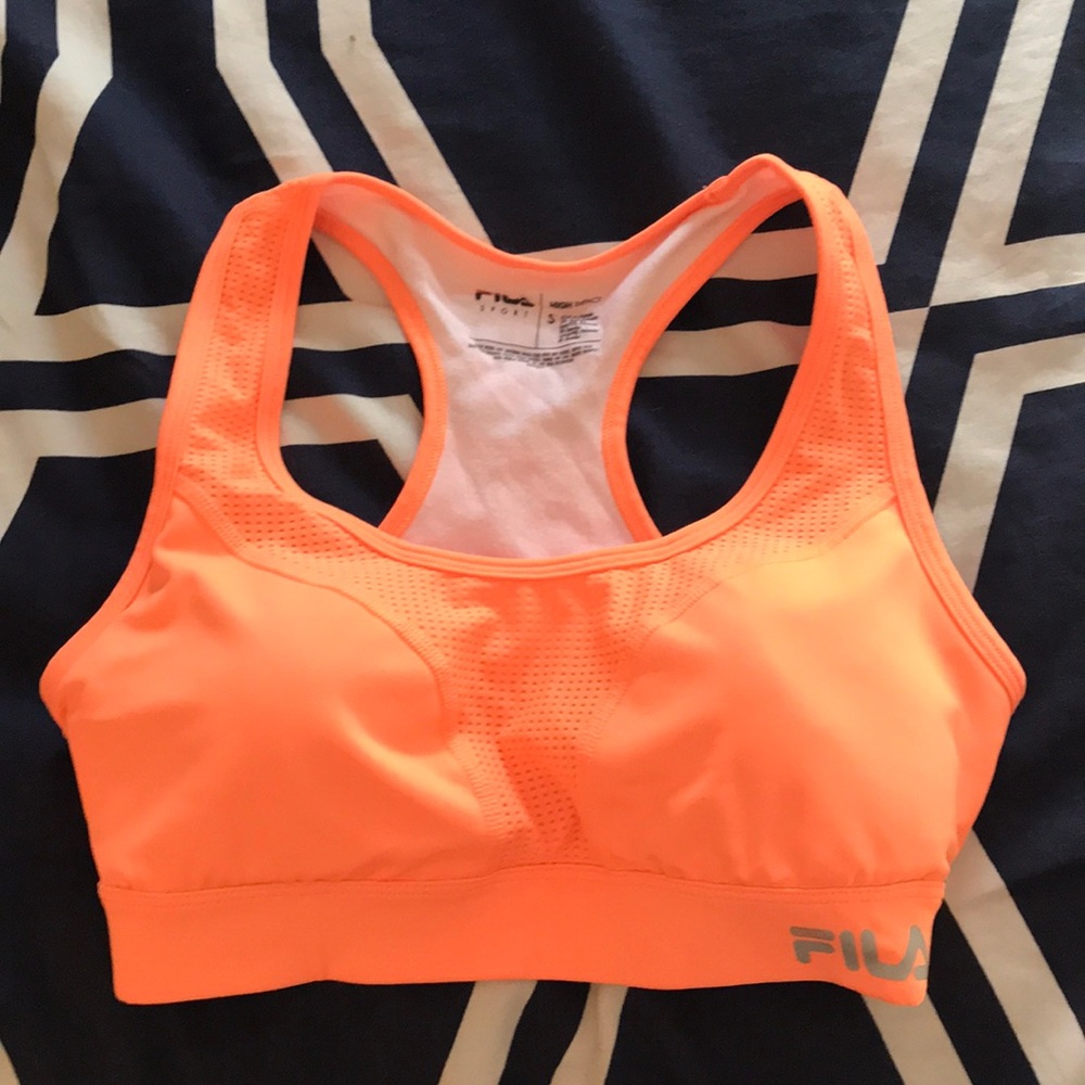 fils high impact neon orange sports bra
